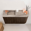 Mondiaz JOYA-DLUX 71.6cm toiletmeubel - ronding rechts kleur Walnut - Wastafel FAYE positie Links 1 kraangat kleur Oza. SW1424599