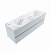 MONDIAZ VICA-DLUX Ensemble meuble de salle de bains - 150cm - sous-meuble clay - 2 tiroirs - lavabo encastré cloud double - 2 trous de robinet - version haute 60cm - glace SW1088157
