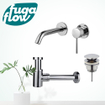 FugaFlow Eccelente Sobrado Slim Slim Kit mitigeur lavabo - robinet encastrable - bonde clic clac - siphon design bas - Chrome brillant SW1124327