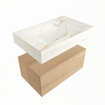 Mondiaz ALAN-DLUX Ensemble de meuble - 70cm - meuble Washed Oak mat - 1 tiroir - Lavabo Cloud Frappe suspendu - vasque Centre - 0 trous de robinet SW808531