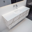 Mondiaz VICA ensemble de meuble de salle de bain - 150cm - meuble sous-vasque carrara - 2 tiroirs - lavabo moon milieu - sans trous de robinet - version XL 60cm haut SW1090267