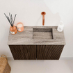 Mondiaz JOYA-DLUX 60cm toiletmeubel - kleur Walnut - Wastafel FAYE positie Rechts Zonder kraangat kleur Oza. SW1424570