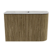 Mondiaz JOYA-DLUX Meuble de salle de bains 61,6cm - arrondi droit couleur Dusk - Vasque FAYE position Gauche 1 trou de robinet couleur Glace. SW1423166