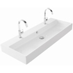 Thebalux Type Quadro Vasque 122x46x12cm 2 trous de robinet et vasque rectangulaire céramique blanc mat SW766474