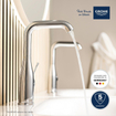GROHE Essence New Robinet lavabo rehaussé 1 trou M size avec bec haut et tournant EcoJoy et cartouche 28mm chrome 0442575