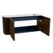 Mondiaz JOYA-DLUX 91.6cm toiletmeubel - ronding links kleur Walnut - Wastafel FAYE positie Rechts 1 kraangat kleur Frappe. SW1422358