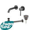 FugaFlow Eccelente Sobrado Slim Kit mitigeur lavabo - robinet encastrable - bonde nonobturable - siphon design - PVD Gunmetal SW1124177