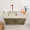 Mondiaz JOYA-DLUX 60cm toiletmeubel - kleur Dusk - Wastafel FAYE positie Links Zonder kraangat kleur Opalo. SW1423290