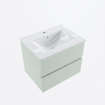 Mondiaz VICA Ensemble de meuble de salle de bain - 60cm - meuble sous-vasque greey - 2 tiroirs - lavabo denia milieu - 1 trou de robinet - version haute de 60cm - blanc brillant SW1080254