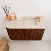 Mondiaz JOYA-DLUX 61.6cm toiletmeubel - ronding links kleur Ruby - Wastafel FAYE positie Rechts 1 kraangat kleur Frappe. SW1423469