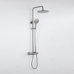Fortifura Calvi Regendoucheset - thermostatisch - 25cm hoofddouche - metalen slang - ronde handdouche - Geborsteld Gunmetal PVD SW1204407
