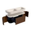 MONDIAZ THOR-DLUX 120cm meuble de salle de bains arrondi gauche + droite couleur Walnut avec 1 tiroir et 2 portes. Vasque suspendue CLOUD Double 2 trous de robinet couleur Meli. SW1463314