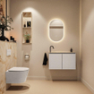 MONDIAZ TURE-DLUX Meuble toilette - 80cm - Linen - EDEN - vasque Frappe - position gauche - 1 trou de robinet SW1102877