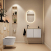 MONDIAZ TURE-DLUX Meuble WC 80cm Linen. EDEN lavabo Frappe position gauche. Avec 1 trou de robinet. SW1102877