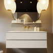 MONDIAZ VICA-DLUX Ensemble meuble de salle de bains - 130cm - sous-meuble linen - 2 tiroirs - vasque encastrée cloud centrale - sans trous de robinet - version haute 60cm - frape SW1089038