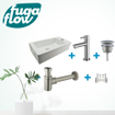 FugaFlow Eccelente Sobrado Ensemble lave-mains de salle de bains - droit - 1 trou de robinet - robinet de lave-mains inox brossé - blanc SW1124051