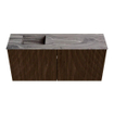 Mondiaz JOYA-DLUX 90cm toiletmeubel - kleur Walnut - Wastafel FAYE positie Links Zonder kraangat kleur Sombra. SW1424728