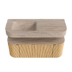 MONDIAZ THOR-DLUX 120cm meuble de salle de bains arrondi gauche + droite couleur Oak avec 1 tiroir et 2 portes. Vasque suspendue CLOUD Gauche 1 trou de robinet couleur Saba. SW1463452