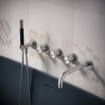 Hotbath Archie Afbouwdeel met inbouwdeel voor Inbouw bad/douche thermostaat 2 stopkranen met uitloop RVS SW721324