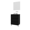 Saniclass Chaci PLUS Ensemble meuble de salle de bains - 60x86x46cm - vasque - plan - 3 tiroirs - noir mat SW1027193