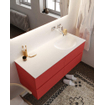 Mondiaz VICA ensemble de meuble de salle de bain - 120cm - meuble sous-vasque fire - 4 tiroirs - lavabo moon droite - sans trou de robinet XL version 60cm haut SW1090793