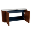 Mondiaz JOYA-DLUX Meuble de salle de bains 93,2cm - arrondi gauche et droite couleur Ruby - Vasque FAYE position Milieu Sans trou de robinet couleur Glace. SW1423597