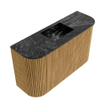 Mondiaz JOYA-DLUX 73.2cm toiletmeubel - ronding links en rechts kleur Oak - Wastafel FAYE positie Midden Zonder kraangat kleur Lava. SW1422106