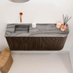 Mondiaz JOYA-DLUX 91.6cm toiletmeubel - ronding rechts kleur Walnut - Wastafel FAYE positie Links Zonder kraangat kleur Sombra. SW1424758