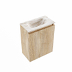 MONDIAZ TURE-DLUX Meuble toilette - 40cm - Washed Oak - EDEN - vasque Frappe - position centrale - sans trou de robinet SW1103057