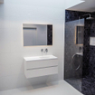ENSEMBLE DE MEUBLE MONDIAZ VICA - 100cm - 2 tiroirs - lavabo Cloud à droite - 0 trous de robinet - solid surface talc SW409838