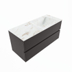 Mondiaz VICA-DLUX Ensemble de meuble de salle de bain - 110cm - meuble sous-vasque gris foncé - 2 tiroirs - lavabo encastré cloud droite - 1 trou de robinet - version haute de 60cm - frape SW1088679