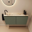 MONDIAZ TURE-DLUX Meuble toilette - 100cm - Army - EDEN - vasque Frappe - position gauche - 1 trou de robinet SW1102678