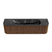 MONDIAZ KURVE-DLUX 170cm Meuble salle de bain avec module 25 G et D - couleur Walnut - 1 tiroir - 2 portes - vasque BIG LARGE centre - 2 trous de robinet - couleur Lava SW1137276