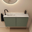 MONDIAZ TURE-DLUX Meuble de toilettes 80 cm Army. EDEN lavabo Opalo position gauche. Avec 1 trou de robinet. SW1104194