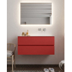 Mondiaz VICA ensemble de meuble de salle de bain - 100cm - meuble sous-vasque fire - 2 tiroirs - lavabo moon droite - sans trou de robinet XL version 60cm haut SW1090763