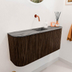 Mondiaz JOYA-DLUX 93.2cm meuble de salle de bains - arrondis gauche et droite couleur Walnut - Vasque FAYE position Milieu Sans trou de robinet couleur Sombra. SW1424773