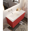 Mondiaz VICA ensemble de meuble de salle de bain - 100cm - meuble sous-vasque fire - 2 tiroirs - lavabo cloud gauche - sans trou de robinet - miroir LED - version XL 60cm de haut SW1098021