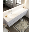 Mondiaz VICA ensemble de meuble de salle de bain - 200cm - meuble sous-vasque cale - 4 tiroirs - lavabo moon gauche - sans trou de robinet - miroir LED - version XL 60cm de haut SW1097860