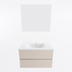 Mondiaz VICA ensemble de meuble de salle de bain - 80cm - meuble sous-vasque lin - 2 tiroirs - lavabo denia milieu - 1 trou de robinet - couleur Blanc Brillant - miroir LED - version XL 60cm haut SW1091939