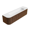 MONDIAZ KURVE 170cm Meuble salle de bain avec module 25 G et D - couleur Walnut - 1 tiroir - 2 portes - vasque BIG LARGE centre - 2 trous de robinet - Talc SW1138327