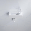 FugaFlow Efficiente Pietra Ensemble de fontaine - 37,5x18,5x9cm - céramique - trou de robinet à droite - robinet de fontaine blanc mat - bouchon de vidange - siphon abaissé - Blanc brillant SW1442189