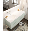 Mondiaz VICA ensemble de meuble de salle de bain - 120cm - meuble sous lavabo greey - 4 tiroirs - lavabo moon gauche - sans trou de robinet XL version 60cm haut SW1090897