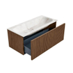 MONDIAZ KURVE-DLUX 100cm Meuble salle de bain - couleur Walnut - 1 tiroir - vasque BIG MEDIUM centre - sans trou de robinet - couleur Frappe SW1137462