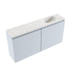 MONDIAZ TURE-DLUX Meuble WC 100cm Clay. Lavabo EDEN Ostra position à droite. Avec 1 trou de robinet. SW1104785