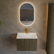 Mondiaz KURVE-DLUX Ensemble de meuble de salle de bains - 60x46x40cm - 1 tiroir - vasque solid surface - central - 1 trou de robinet - Shadow SW1414418