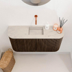 Mondiaz JOYA-DLUX 83.2cm toiletmeubel - ronding links en rechts kleur Walnut - Wastafel FAYE positie Midden Zonder kraangat kleur Opalo. SW1422565