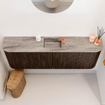 Mondiaz JOYA-DLUX 123.2cm toiletmeubel - ronding links en rechts kleur Walnut - Wastafel FAYE positie Midden 1 kraangat kleur Oza. SW1424625