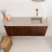 Mondiaz JOYA-DLUX 91.6cm toiletmeubel - ronding links kleur Ruby - Wastafel FAYE positie Rechts Zonder kraangat kleur Saba. SW1425623