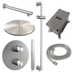 BRAUER Brushed Carving douche de pluie encastrée thermostatique - 3 voies - rond - set 86 - douche de tête 30cm - bras mural droit - douchette barre - flexible de douche - barre de douche intégrée - inox brossé PVD SW1159175