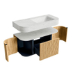 MONDIAZ THOR-DLUX Meuble de salle de bains - 100cm - arrondi gauche + droite - couleur Oak - 1 tiroir - 2 portes - Vasque suspendue CLOUD droite sans trou de robinet - couleur Opalo SW1467313